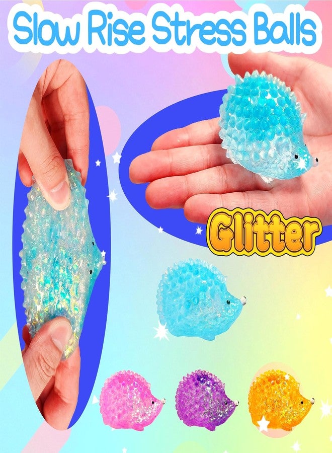 EVDERS 1Pcs Hedgehog Squishy Sugar Ball, Slow Rise Hedgehog Squishy Sensory Fidget Toys for Kids, Easter Basket Stuffers, Glitter Stress Relief Sugar Balls for Party Favors, Autism, ADHD (Blue) - Image 4